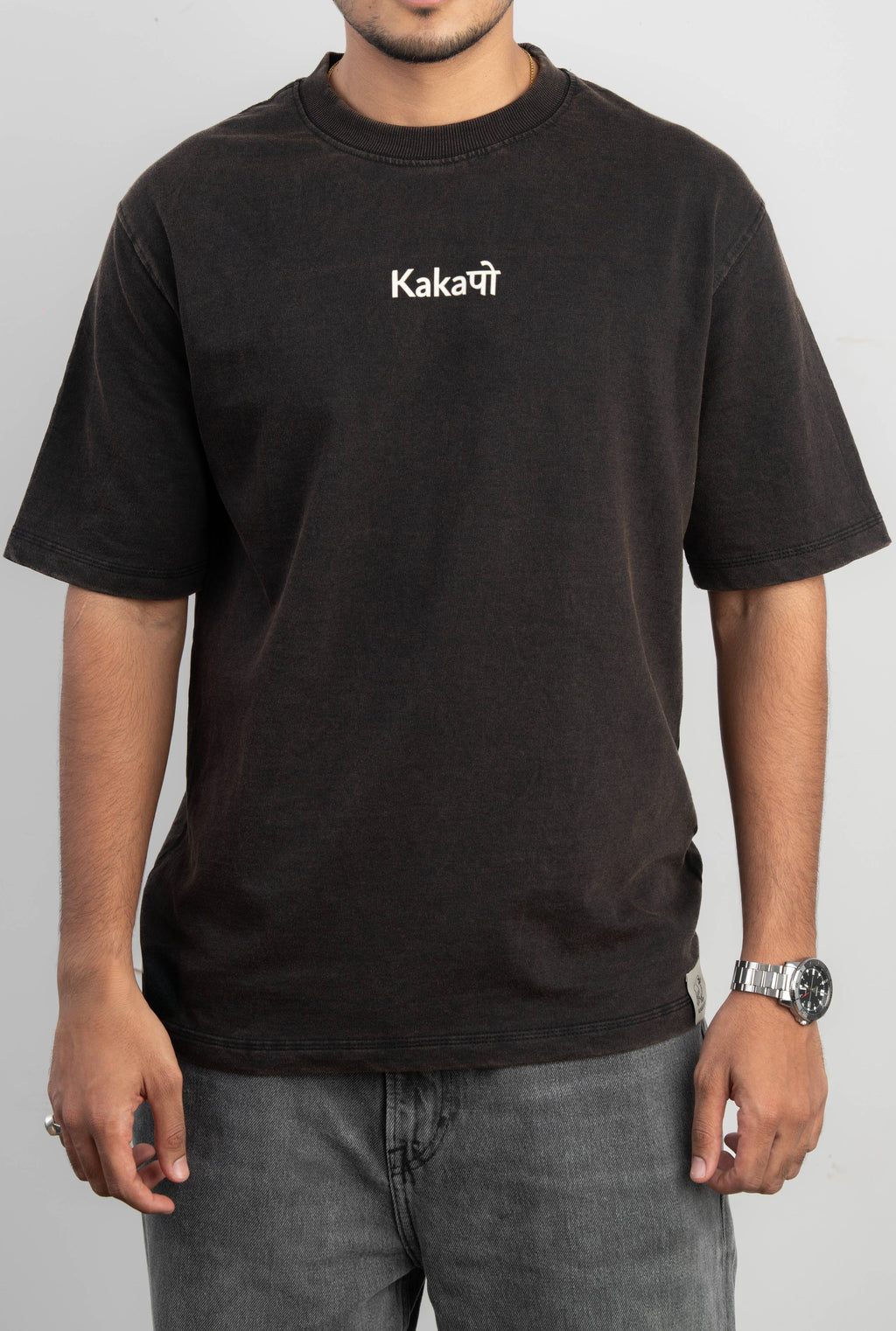 KAKAPO "Darta Hai?" Oversized Graphic T-Shirt - Washed Black