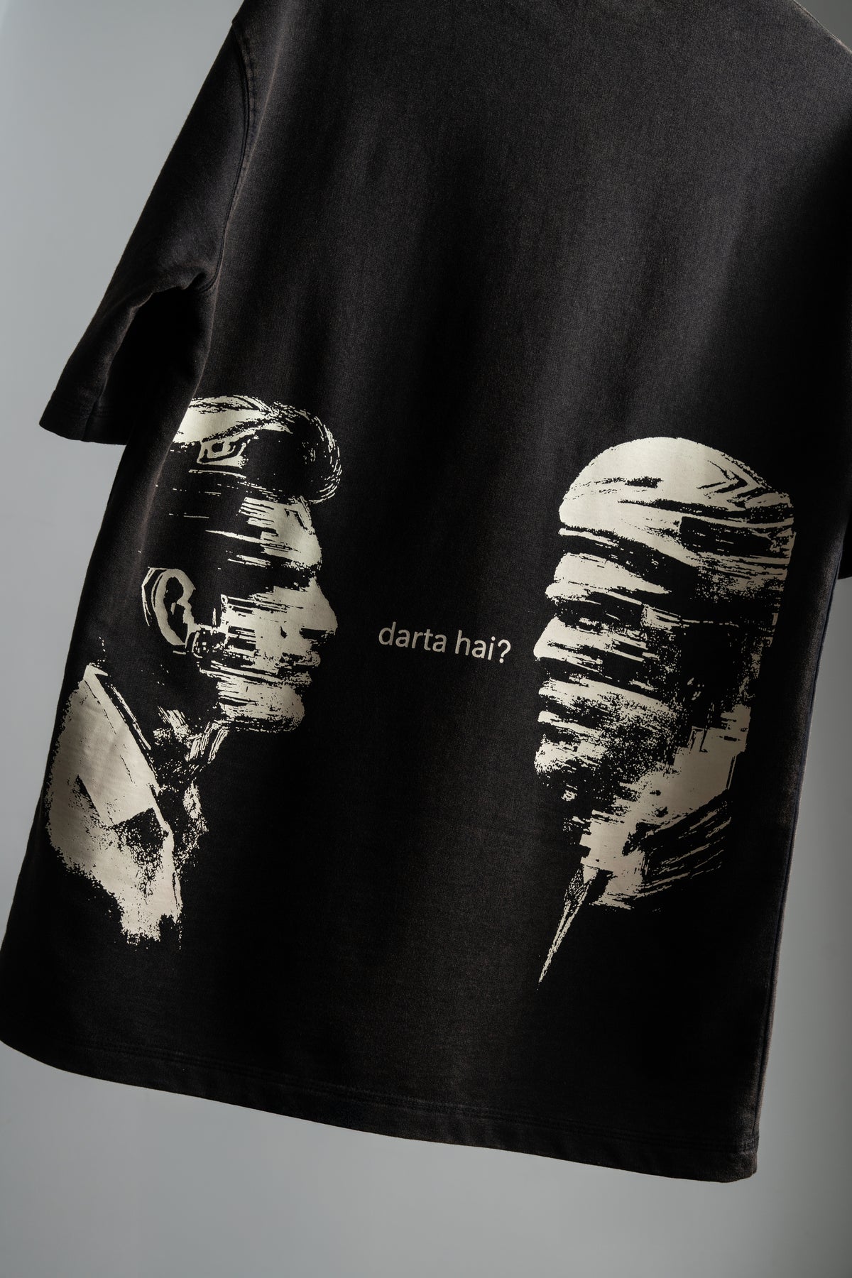 KAKAPO "Darta Hai?" Oversized Graphic T-Shirt - Washed Black
